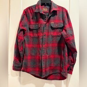 Orvis Men's Red and Gray Plaid Jacket Size Small